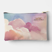 Watercolor Wolken Black Gold Monogram Name Script Zubehörtasche (Rückseite)