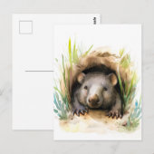 Watercolor-Wombat-Pinkeln aus Burrow Postkarte (Vorne/Hinten)
