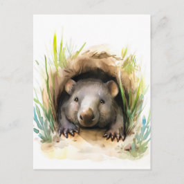 Watercolor-Wombat-Pinkeln aus Burrow Postkarte