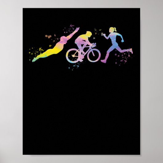 Watercolor Womens Triathlon Poster (Vorne)