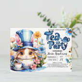 Watercolor Wonderland Boy Baby Dusche Tee Party Einladung (Stehend Vorderseite)