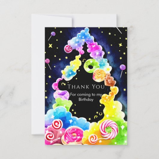 Watercolor Wonderland Candyland Birthday Dankeskarte (Vorderseite)
