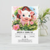 Watercolor Wonderland Farmyard Girl Einladung (Stehend Vorderseite)