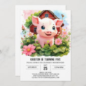 Watercolor Wonderland Farmyard Girl Einladung (Vorne/Hinten)