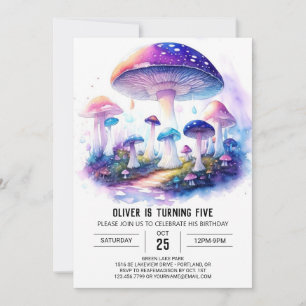 Watercolor Wonderland Mushroom Geburtstag Einladung
