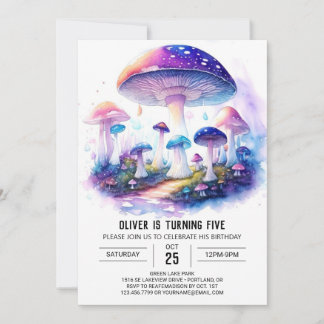 Watercolor Wonderland Mushroom Geburtstag Einladung