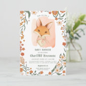 Watercolor Woodand Fox Rustic Girl Baby Dusche Einladung (Stehend Vorderseite)