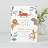 Watercolor Woodland Animal Baby Dusche Einladung (Stehend Vorderseite)