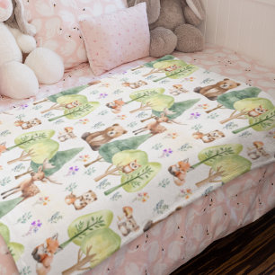 Watercolor Woodland Animal Kinderzimmer Child Room Fleecedecke