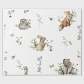 Watercolor Woodland Animal Wrapping Paper Geschenkpapier (Flach)