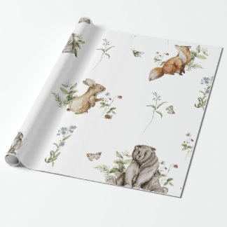 Watercolor Woodland Animal Wrapping Paper Geschenkpapier