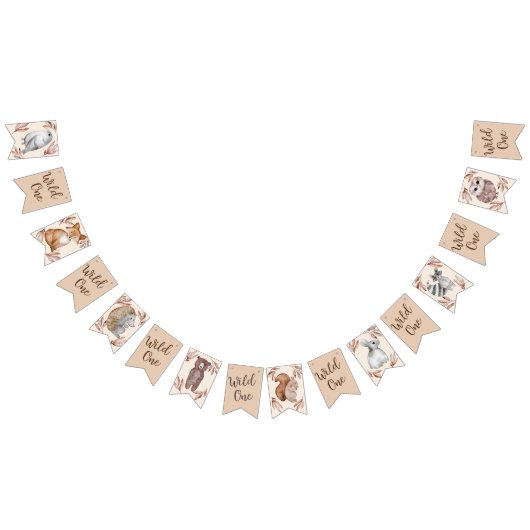 Watercolor Woodland Animals Birthday Wimpelkette (Alle)