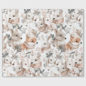 Watercolor Woodland Animals Geschenkpapier (Flach)