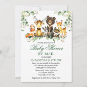 Watercolor Woodland Animals Kinderdusche per Post Einladung (Vorderseite)