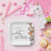 Watercolor Woodland Animals Moderne Babydusche Pappteller (Party)