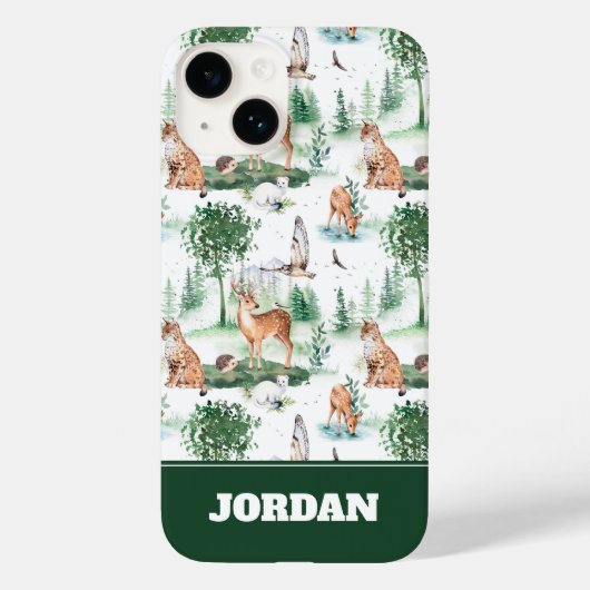 Watercolor Woodland Baby Animal Muster Case-Mate iPhone Hülle (Rückseite)