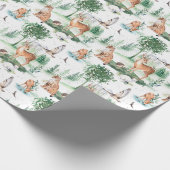 Watercolor Woodland Baby Animal Muster Geschenkpapier (Ecke)