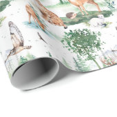 Watercolor Woodland Baby Animal Muster Geschenkpapier (Rolleneckpunkt)