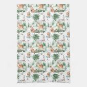 Watercolor Woodland Baby Animal Muster Geschirrtuch (Vertikal)