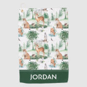 Watercolor Woodland Baby Animal Muster Golfhandtuch (Vorderseite)