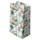 Watercolor Woodland Baby Animal Muster Kleine Geschenktüte (Rückseite Schrägansicht)