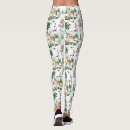 Watercolor Woodland Baby Animal Muster Leggings (Rückseite)