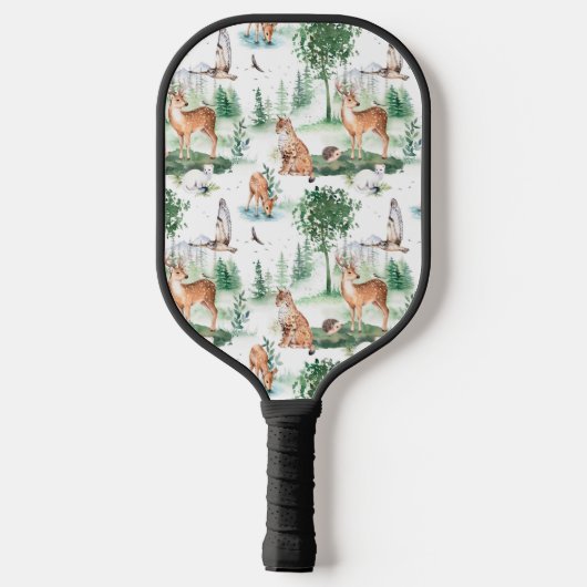 Watercolor Woodland Baby Animal Muster Pickleball Schläger (Rückseite)