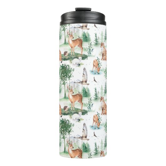 Watercolor Woodland Baby Animal Muster Thermosbecher (Vorderseite)