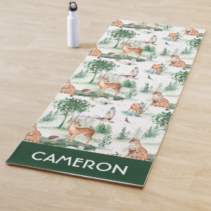 Watercolor Woodland Baby Animal Muster Yogamatte