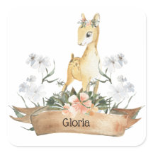 Watercolor Woodland Baby Fawn Individuelle Name