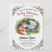 Watercolor Woodland Baby Fox Boy Dusche Einladung (Vorderseite)