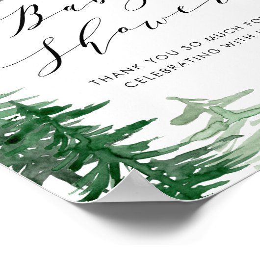 Watercolor Woodland Babydusche Begrüßungszeichen Poster (Ecke)