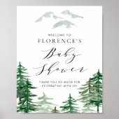 Watercolor Woodland Babydusche Begrüßungszeichen Poster (Vorne)