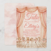 🦊 🐰 🩰 Watercolor Woodland Ballerina Einladungen (Vorne/Hinten)