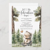 Watercolor Woodland Bear Baby Dusche Einladung (Vorne/Hinten)