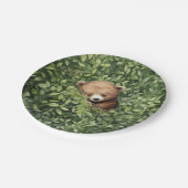 Watercolor Woodland Bear Neutral Baby Dusche Pappteller (Schrägansicht)