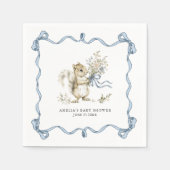 Watercolor Woodland Blue Bow Squirrel Baby Shower Serviette (Vorderseite)