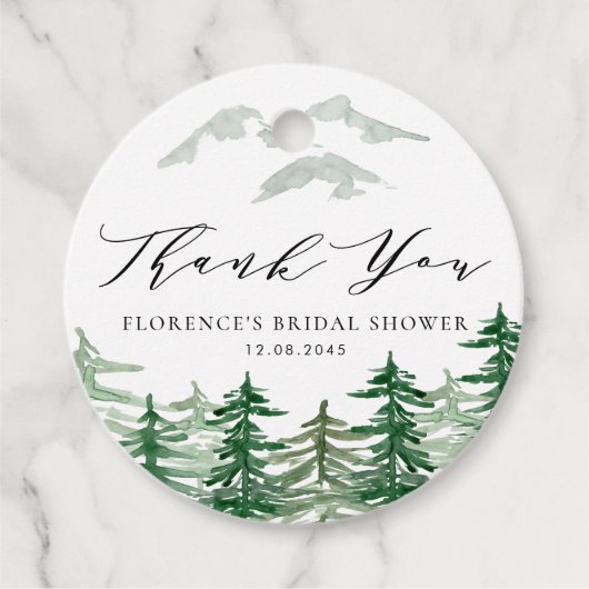 Watercolor Woodland Brautparty Vielen Dank Geschenkanhänger (Vorderseite)