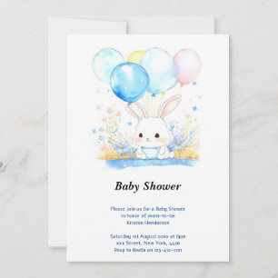 Watercolor Woodland Bunny Baby Dusche Einladung