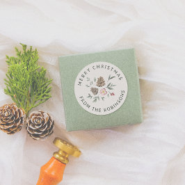 Watercolor Woodland Folies Weihnachten Runder Aufkleber