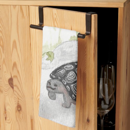 Watercolor Woodland Foodland Turtle Geschirrtuch (Drittel gefaltet)