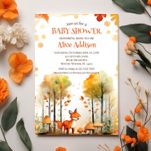 Watercolor Woodland Forest Autumn Fox Babydusche
