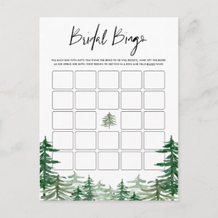 Watercolor Woodland Forest Bridal Bingo Card Einladungspostkarte