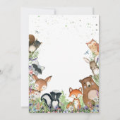 Watercolor Woodland Forest Friends Kinderdusche in Einladung (Rückseite)