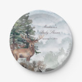 Watercolor Woodland Forest Stag Kinderdusche Pappteller (Vorderseite)