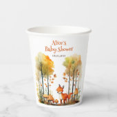 Watercolor Woodland Fox Babydusche Pappbecher (Rückseite)