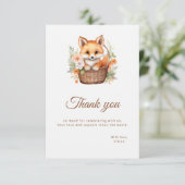 Watercolor Woodland Fox Florals Flat Dankeskarte (Stehend Vorderseite)