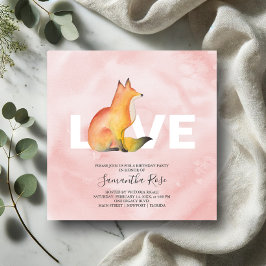 Watercolor Woodland Fox Geburtstagsparty