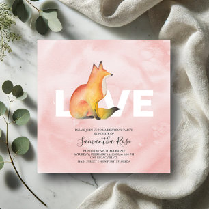 Watercolor Woodland Fox Geburtstagsparty