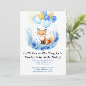 Watercolor Woodland Fox Kinderdusche Einladung (Stehend Vorderseite)